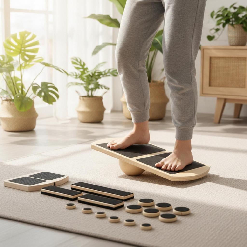 Balance Training Board Wooden with Domes AntiSlip for Athletes, Dancers, Home Gym,