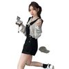 Women's Plus Size Slim-Fit Denim Overall Shorts - Stylish Summer A-line One-Piece for Petite Figures