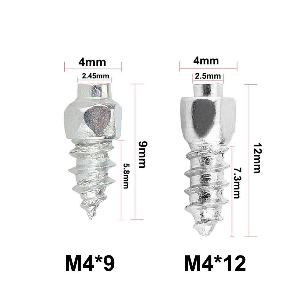 50pcs New 4x9mm 4x12mm Car Snow Tyre Studs Anti Ice Anti Skid Tire Studs Screw Stainless Steel Wheel Lugs Auto Accessories