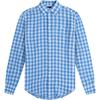 Polo Plaid Pony Logo Embroidered Long Sleeve Linen Shirt Women Shirts Blue White 211780668-007