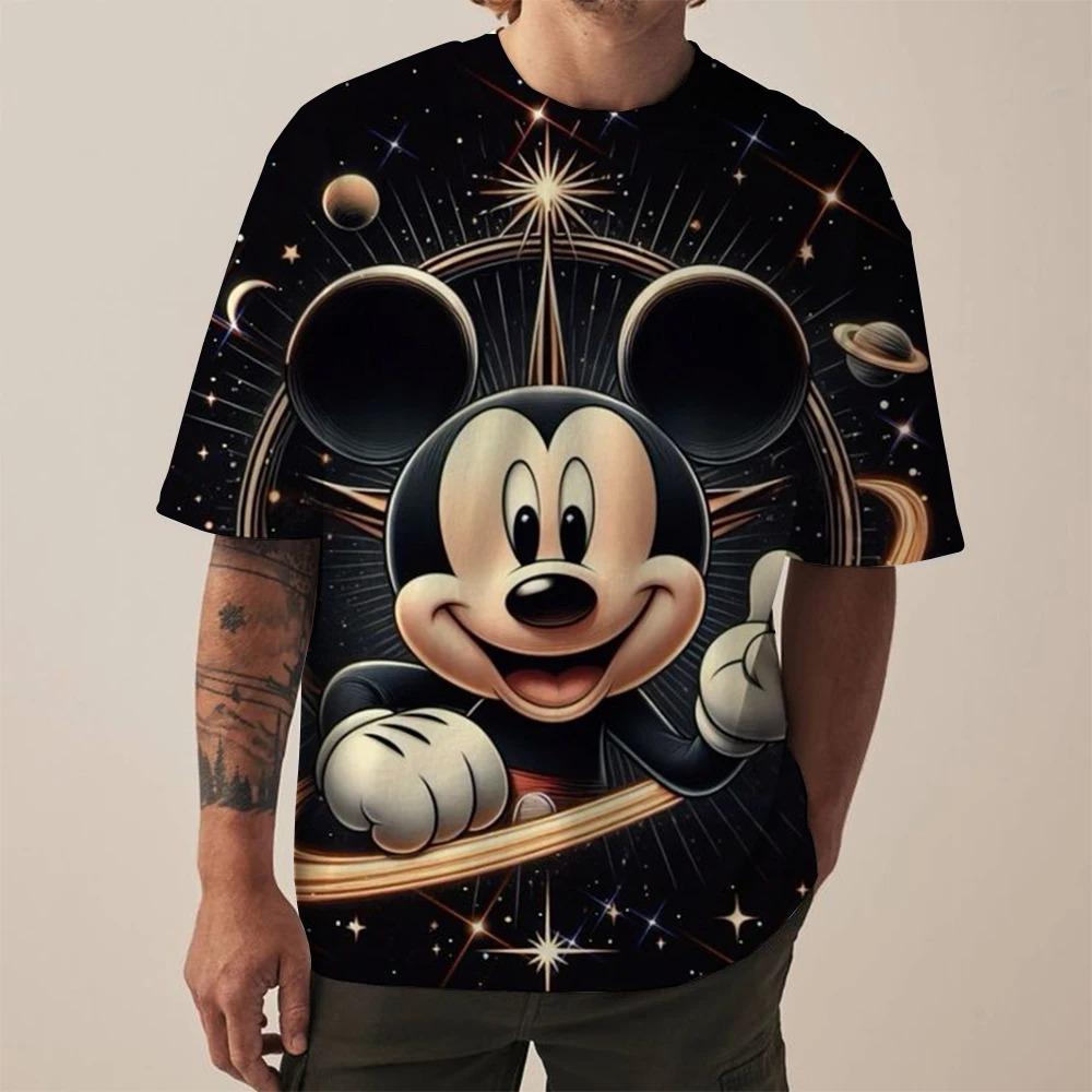 

Hot Selling Fashion New Bizarre Mickey Outdoor Sports Casual Round Neck Short Sleeved Loose Shirt Y2K Clothing Plus Size 4XL