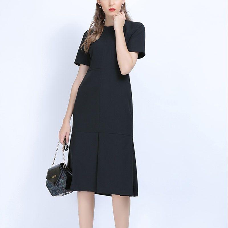 

Модное Классическое Летнее Платье Большого Размера 2023 Осень Новинка Черная Аура Сильные Женские Прямые Большого Размера Дамы Black M