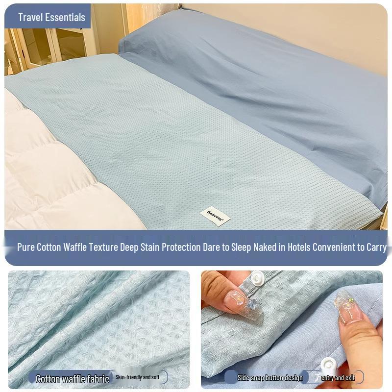 Cestovní spací pytel a povlak na přikrývku z čisté bavlny - Přenosný, Ochrana proti nečistotám, 3dílný pro služební cesty