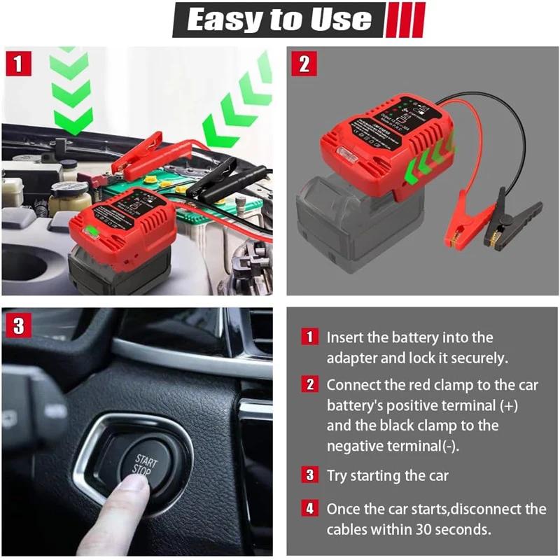 Car Jump Starters Adapter for Milwaukee 18V Battery 11 Gauge Car Battery Jump Starter Automotive Booster Cables