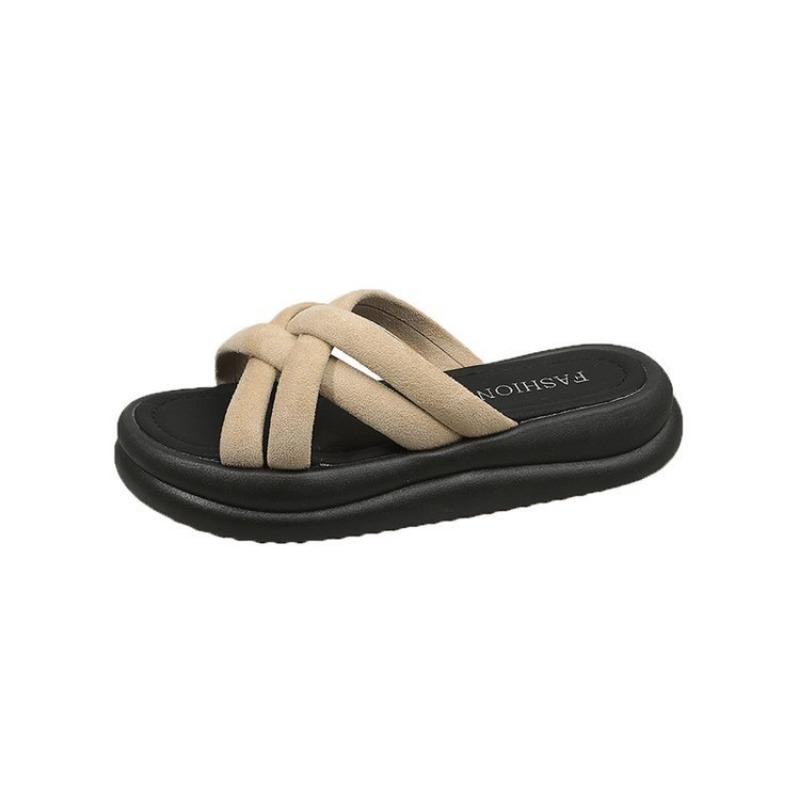 

College style woven solid color cool slippers women s new muffin sole sandals women s skirt beach shoes 40