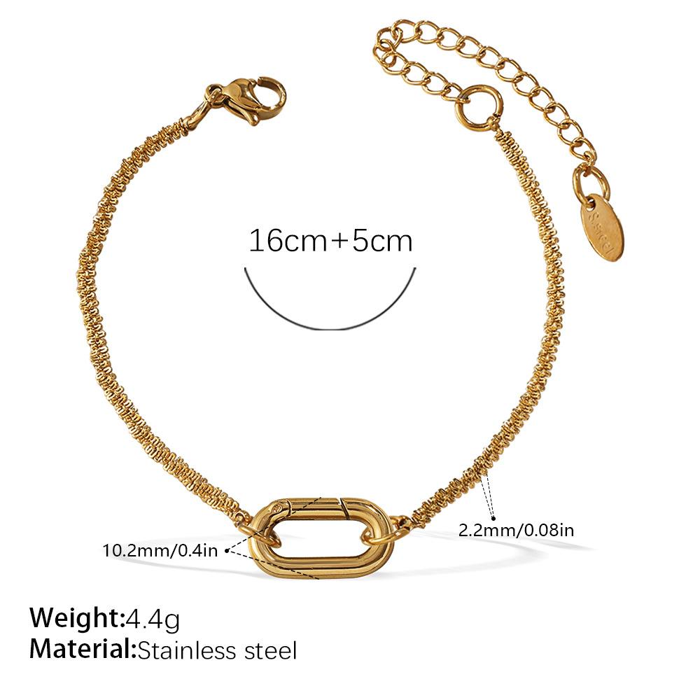 Personalized Natural Stone Pearl Love Hollow Bracelet Versatile Oil Drop Red Pepper Stainless Steel Croissant Bracelet