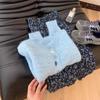 Milk Huhu soft waxy blue temperament short knitted cardigan sweater jacket women's small lazy style high sense