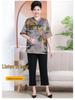 7XL Plus Size Summer Xiangyunsha Set for Middle-Aged & Elderly: Loose Mid-Sleeve T-Shirt Two-Piece for Tummy-Hiding Comfort.