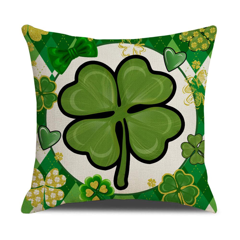 Neue St. St. Patrick's Day Vierblättriges Klee Krokodil Kissenbezug Zuhause Stuhl Dekorative Kissenhülle Leinen Rückenlehne