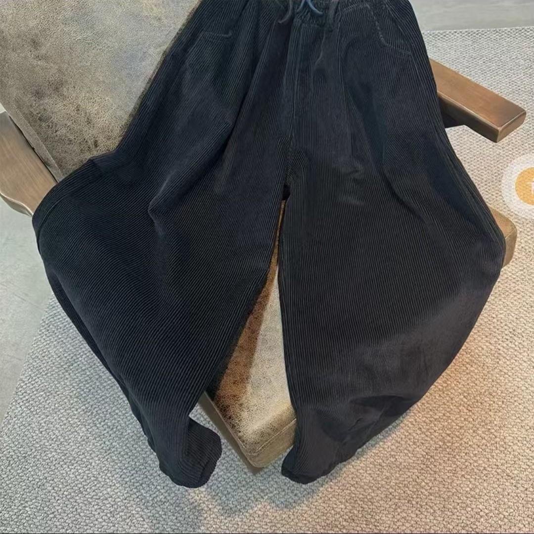 

2026 Women s Autumn Corduroy Wide-Leg Jogger Pants - Solid Colors: Dark Green, Black, Yellow L (60-73 kg) чёрный