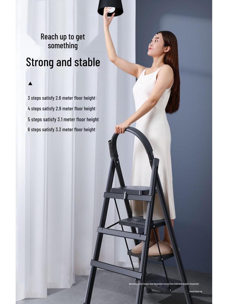 Red Multi-Functional Portable Indoor Folding Ladder: Lightweight, Thickened, Telescopic A-Frame - Ideal Housewarming Gift