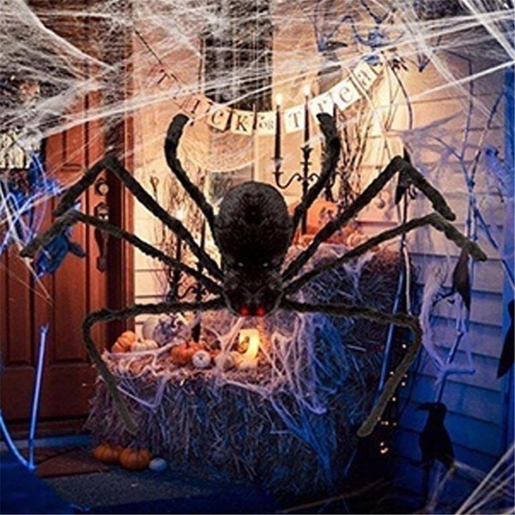 Halloween Plush Spider 30-200cm Outdoor Giant Spider Decor Chamber Prank Black Spider, Horror Halloween Decoration Party Prop