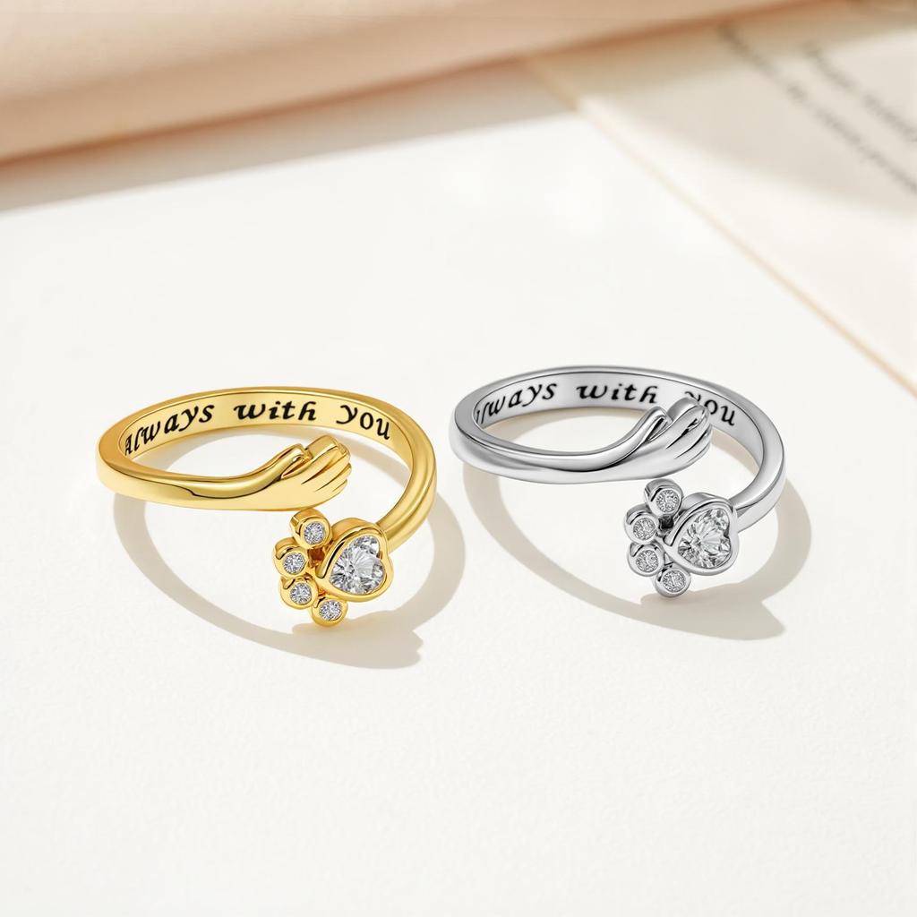 Korean-Style Adjustable Cute Cat Paw Ring for Women