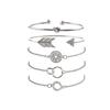 Diamond-Inlaid Star Bracelet Set with Alloy Circles