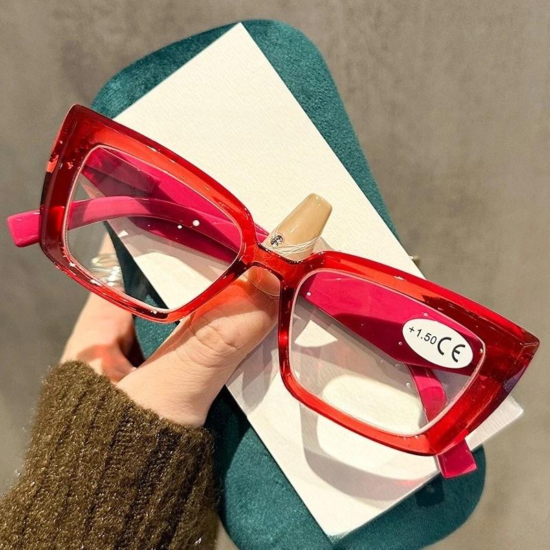 Vintage Kleine Quadratische Rahmen Lesebrille für Damen Luxus Retro Brille Unisex Neues Design Cat-Eye Alterssichtigkeit Brille