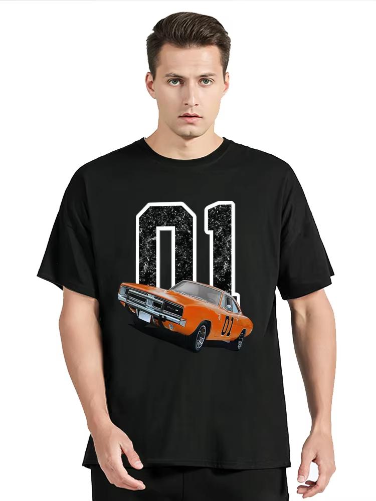 General Lee Charger Paul Kuras Man T-shirt Car Moto Tees Oversized Cotton Tshirt Casual Streetwear Tops Fitness Graphic T Shirt