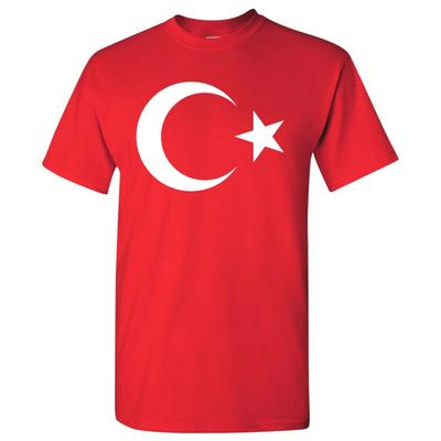 Turkija Europos Vėliava Pagrindiniai Medvilniniai Marškinėliai - Raudoni