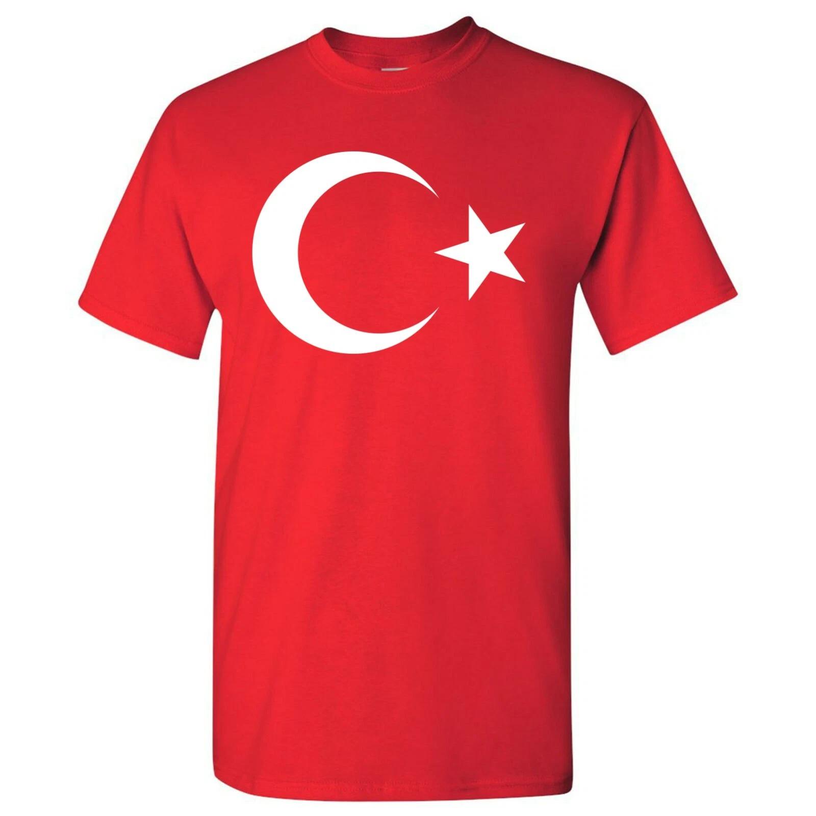 Базовая хлопковая футболка с флагом Турции и Европы - Красная M