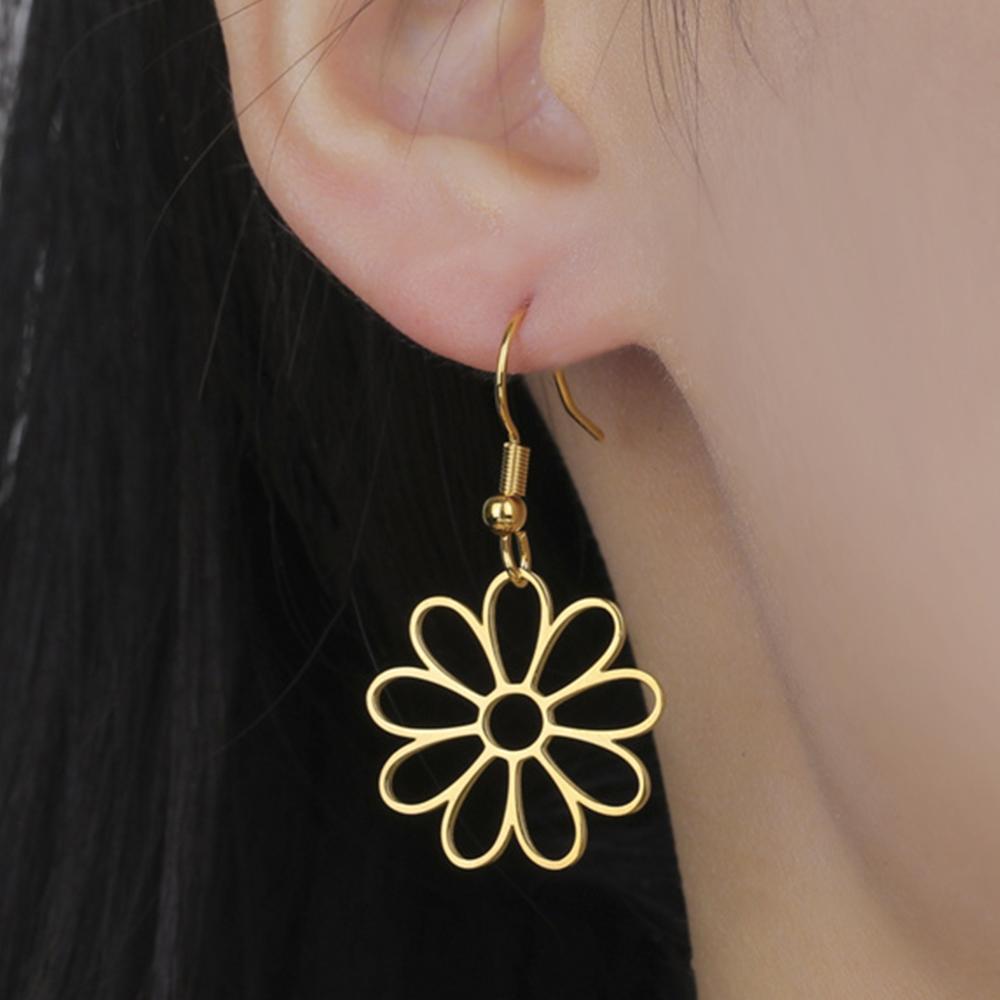 My Shape Flower Filigree Earrings for Women Girls Stainless Steel Drop Earring Hollow Flower Earrings Jewelry Girlfriends Gifts