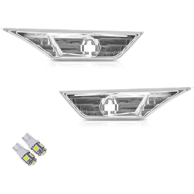 ADIIL Smoke Lens Amber Full LED Bulb Front Bumper Side Markers Turn Signal Light Set Compatible with 2016-2021 Honda Civic 10th Gen Sedan Coupe