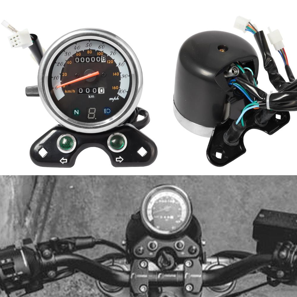 Universal DC 12V Motorcycle Odometer Speedometer Tachometer Dual Speedo Meter Retro for Suzuki Cafe Racer