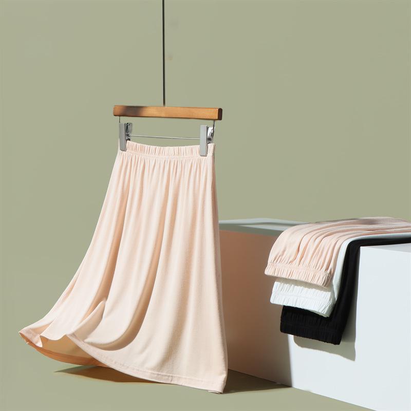 White Modal Anti-Exposure Mid-Length Petticoat Skirt