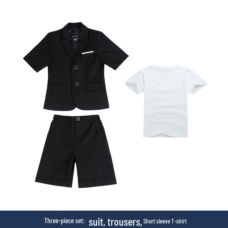 Completo Estivo Casual Blazer & T-Shirt per Bambini - Outfit Monocolore a Maniche Corte per Piccoli Fiori