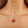 Nidin Hot Sale Enamel Rose Red/Pink Flower Charm Pendant Necklace For Women Girls Fashion Elegant Aesthetic Jewelry Accessories