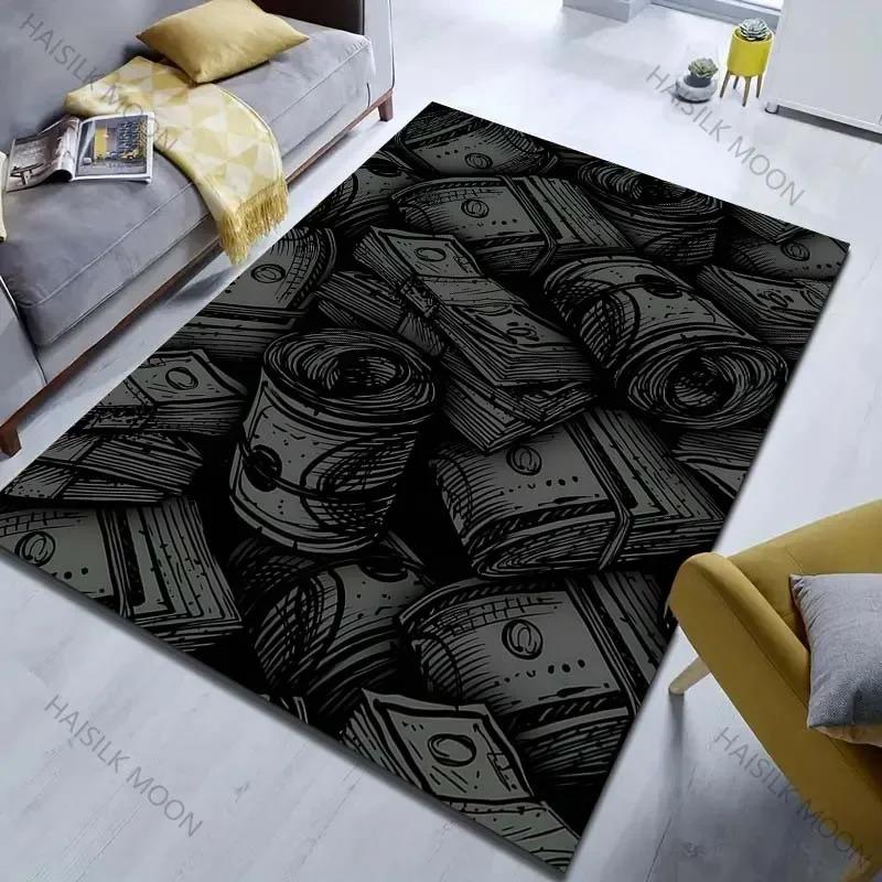 Dollar Bill Pattern Carpet Mat Rug Home Decoration Cartoon Money Print Teen Room Living Room Floor Mat Rugs for Bedroom
