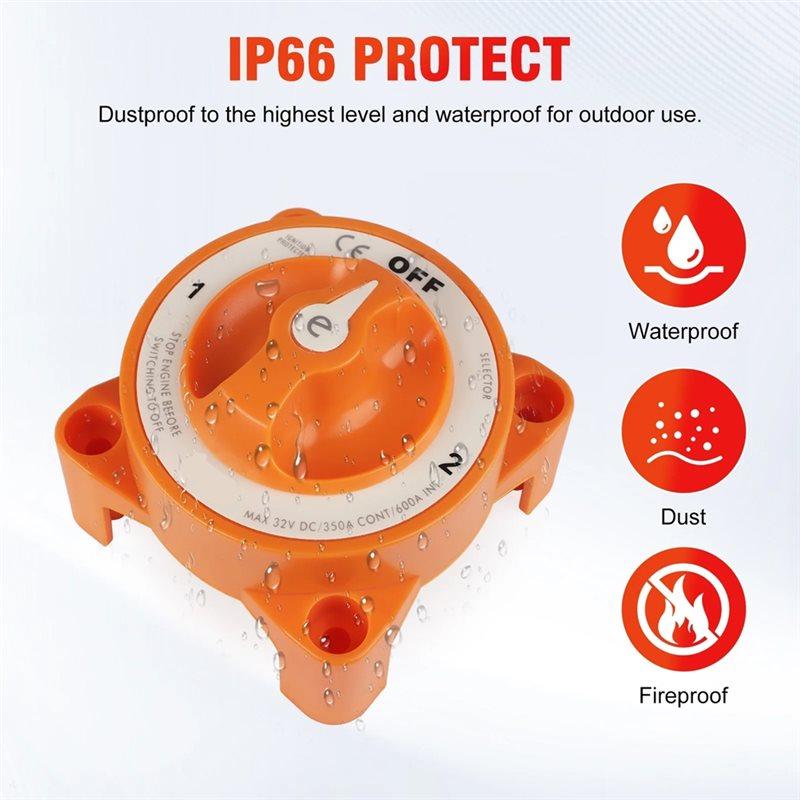 A58Z For Marine Boat RV Battery Disconnect Switch 32V AFD Selector 4 Position Terminal Stud M10 With Cable Lug& Heat Shrink