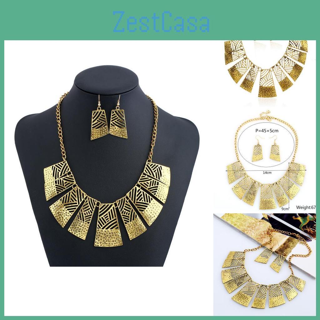 Vintage Geometric Alloy Necklace With Openwork Design For Women And Men