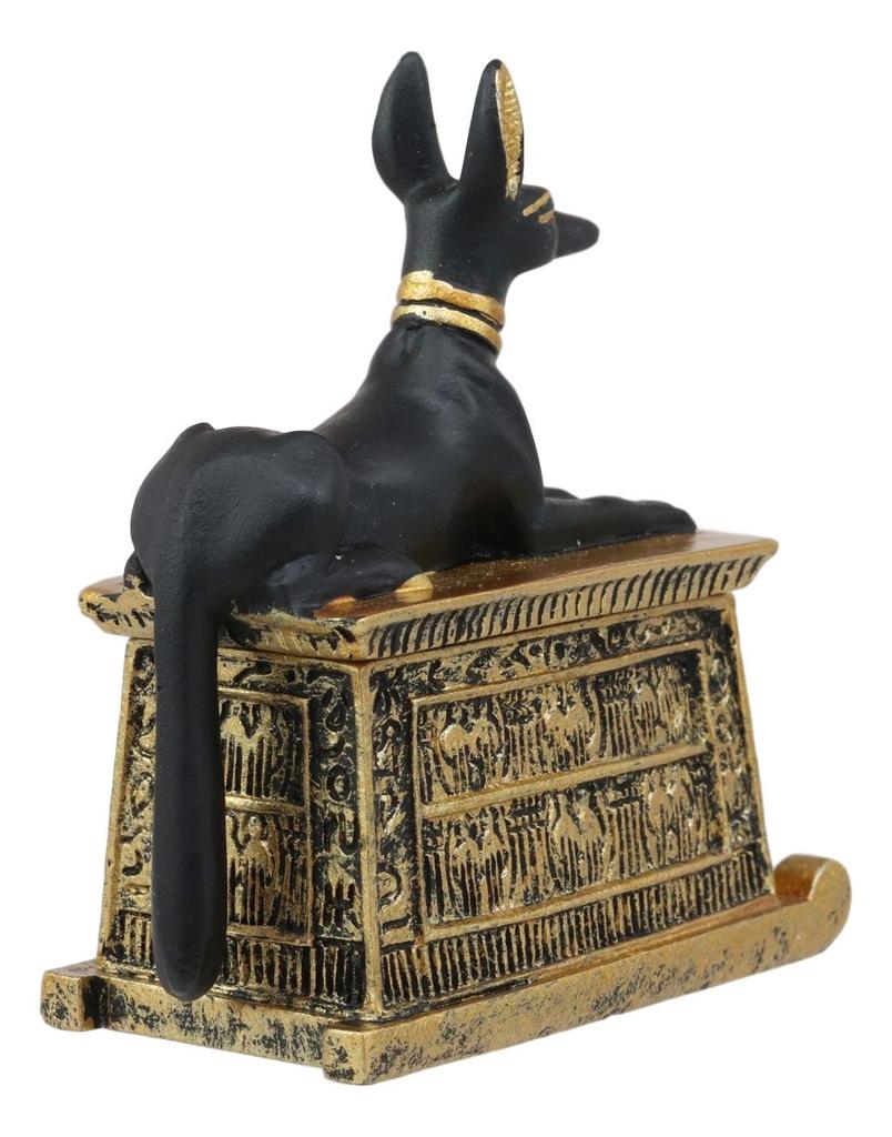 Ebros Gift Ebros Egyptian God Hieroglyph Anubis Dog Egyptian Miniature Cartouche Box Black and Gold Finish Gods and Goddesses Ancient Legendary Deity