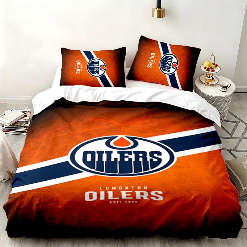 Edmonton Oilers 3pc Set Perfect for Bedroom Use Comfortable Bedding Set Includes a Duvet Cover and Two Pillowcases Ideal Birthday or Christmas Gift