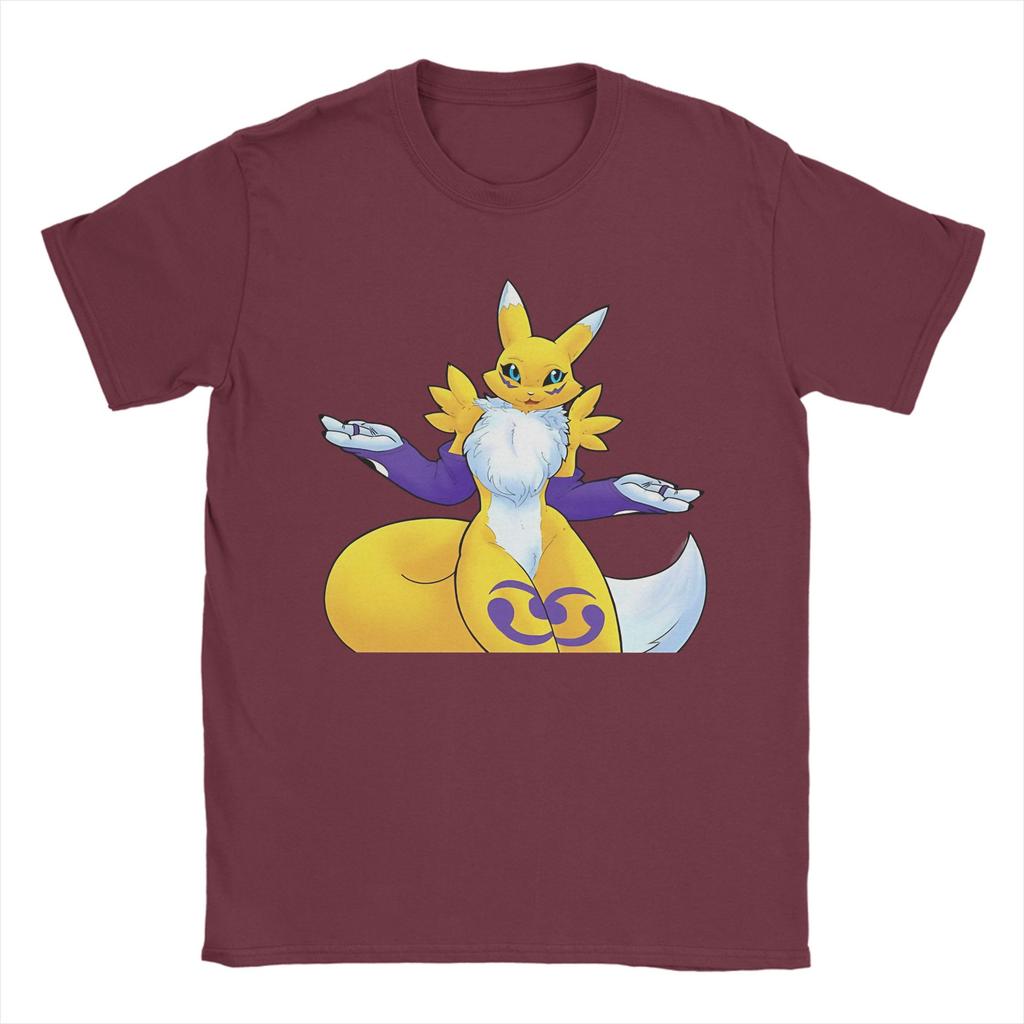 Streetwear Tshirt Renamon Classic Pose Pure Cotton T Shirts Novelty Tee Shirt For Unisex Beach Y2k Casual Short Sleeve Tees