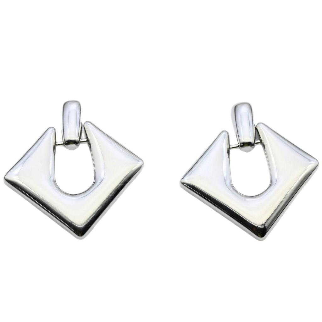 S925 Silbernadel High-End Quadratische Geometrische Rhombus Ohrringe für Frauen - Europäischer und Amerikanischer Stil