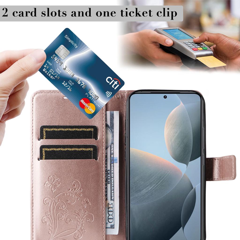 For Xiaomi 14T Wallet Case Floral Butterfly Imprinted Leather Phone Cover Stand