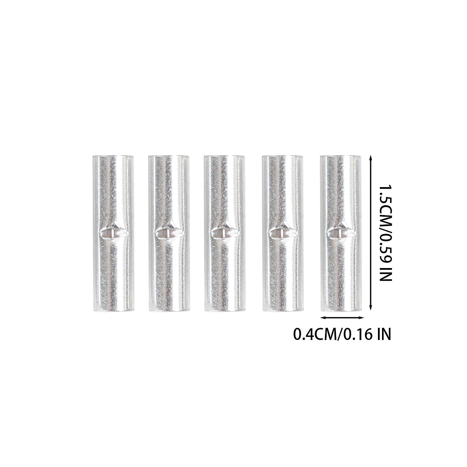 

500/50pcs Non Insulated Butt Connectors 16-14 AWG Electrical Seamless Crimping Terminals Bare Cable Battery Soldered Connector 50PCS срібний