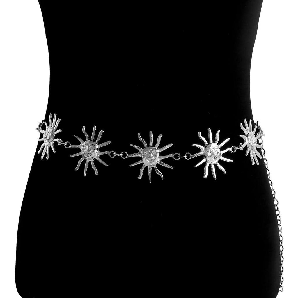 Sunflower Metal Waist Chain for Women - Adjustable European & American Style Waist Belt Ornament