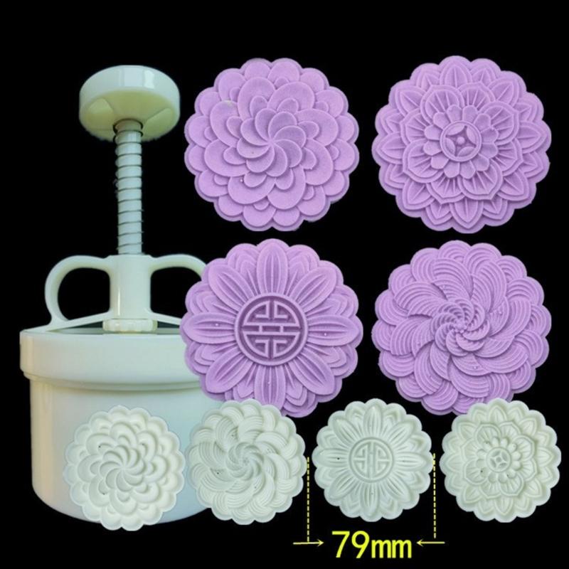 Festival DIY Cookie Stamp Dragon Phoenixes Pattern Mooncakes Molds Practical Cookie Stamp Set for DIY Festival Treat