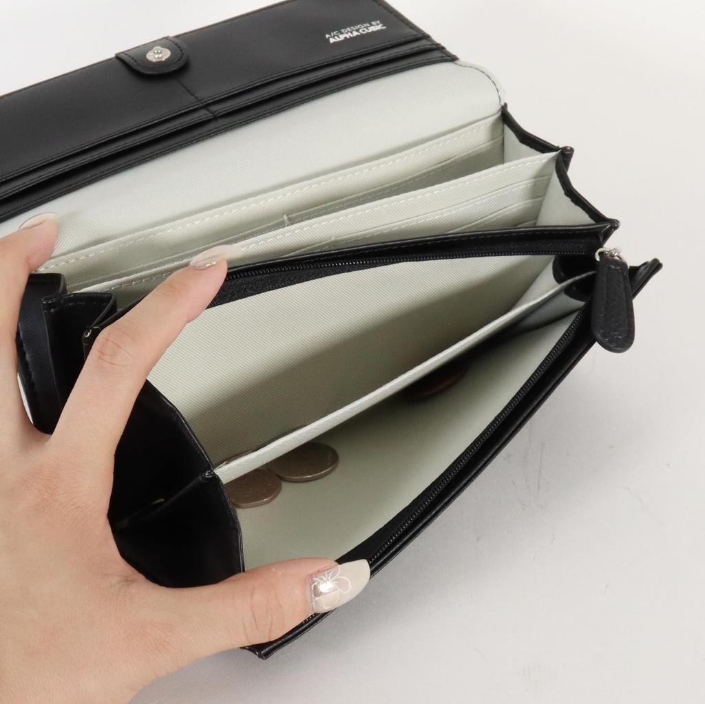 Alpha Cubic Long Wallet with Detachable Card Large Pink Women's Case, Capacity, High-Quality Look,