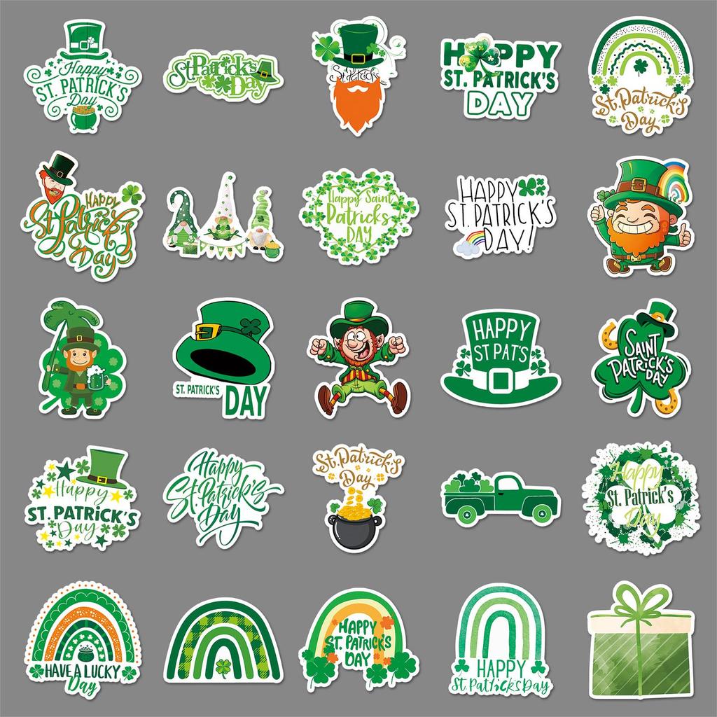 50 St. Patrick's Day Cartoon Graffiti Stickers for Personalized Decoration On Laptops and Luggage
