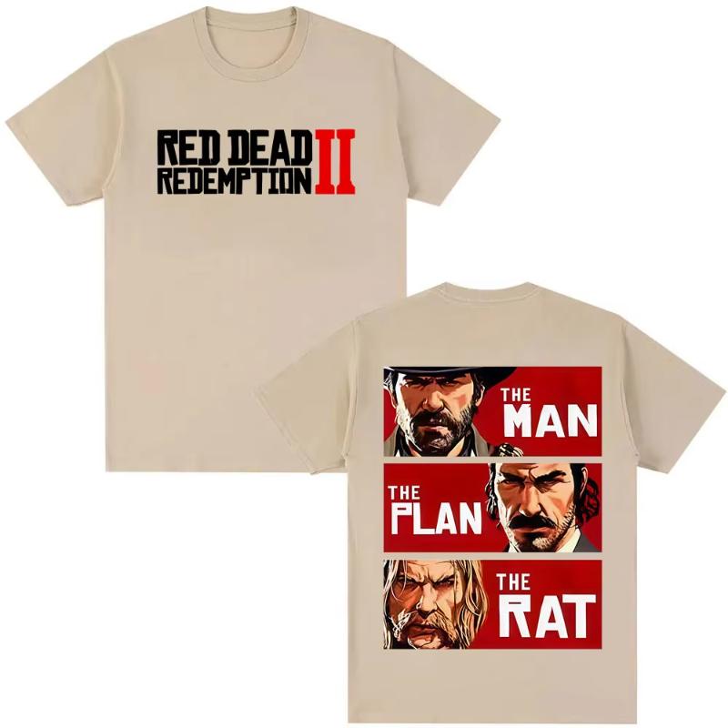 90. léta Vintage Red Dead Redemption 2 Merch Tričko Pánské Dámské Móda Vintage Tričko Ležérní Oversized Krátký Rukáv Trička Streetwear