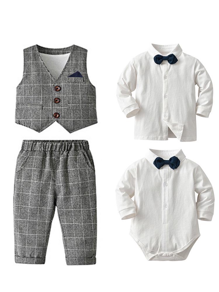 Kids' Spring/Autumn Vest & Suit Set - Baby Gentleman Formal Wear for Boys