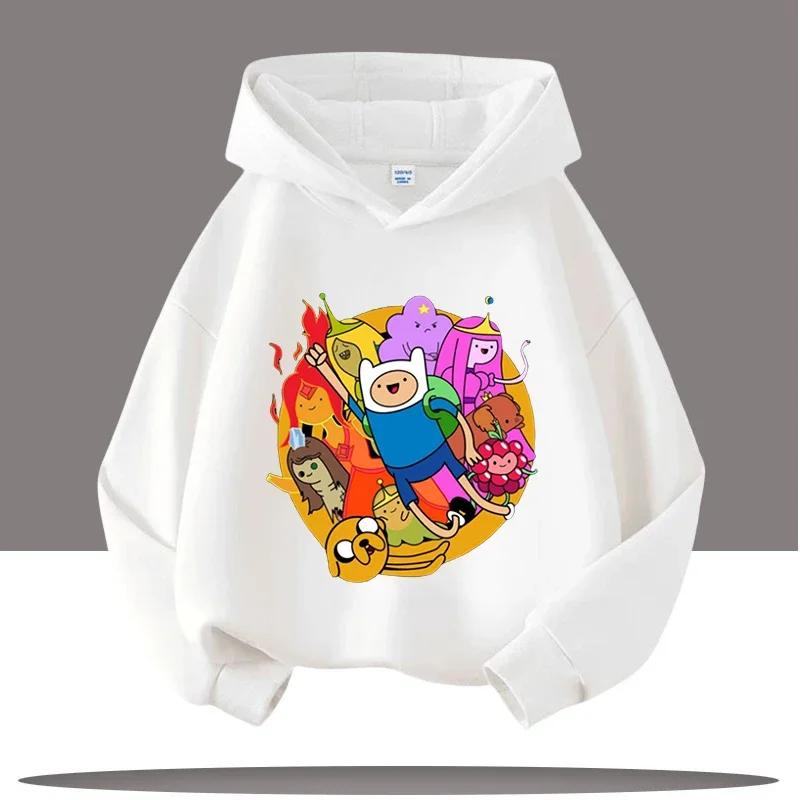 2025 Nová mikina Adventure Time pro děti s potiskem postaviček z kresleného seriálu Dětské sportovní oblečení pro dívky Ležérní top Podzimní/Zimní oblečení