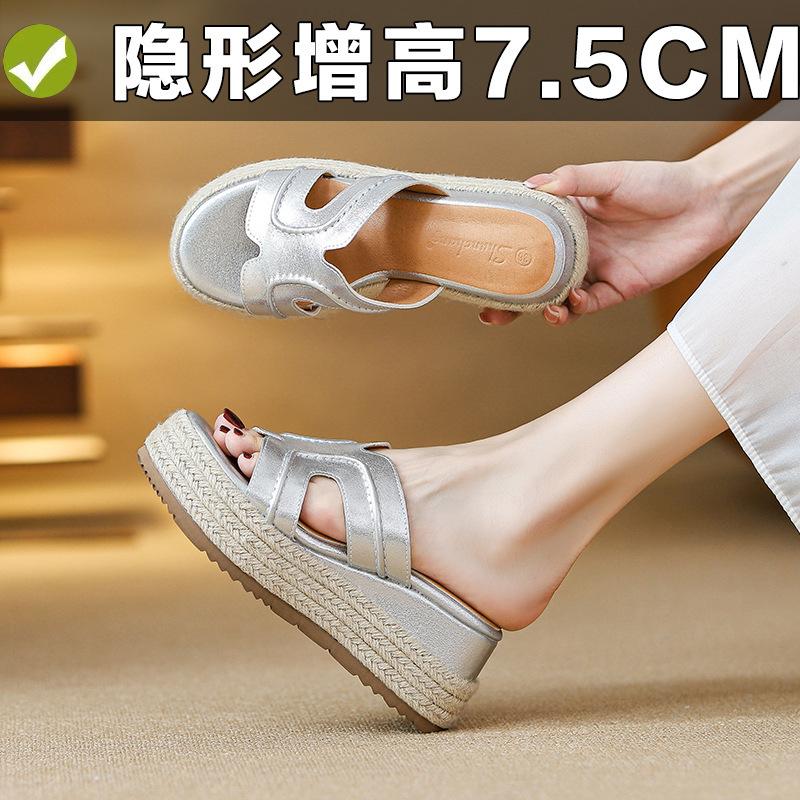 

Ruth s same retro straw woven thick-soled heel cool slippers women s outer wear 2025 new summer Roman sandals 39