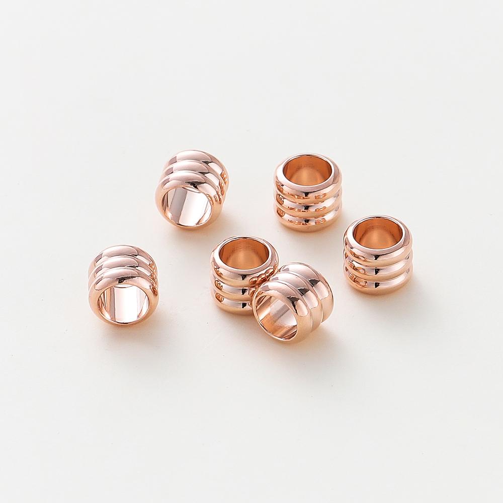 20 30 50pcs/lot 14K 18K Gold Plated Cylinder Charm Metal Beads Loose Spacer Beads For Bracelet DIY Jewelry Making Accessories