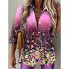 Fashion Flower Pattern Women Shirts Long Sleeve Trend 3D Floral Printed Street Ladies Blouse 2XL Plus Size Casual Shirt