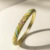 Colorful Gold Plated Floral Bangle Retro Rhinestone Inlay Oil Dipping Cuff  Elegant