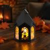 Flickering Candle Lights Halloween Pumpkin Lantern, Gothic House Shape LED Light Safe Night Lamps for Children Party, Spooky Table Centerpieces, Home
