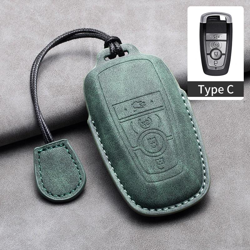 Styling Mouldings Sheepskin Car Key Cover Case for Ford Maverick Focus Edge Explorer Everest Fusion Mondeo Mustang Raptor Bronco